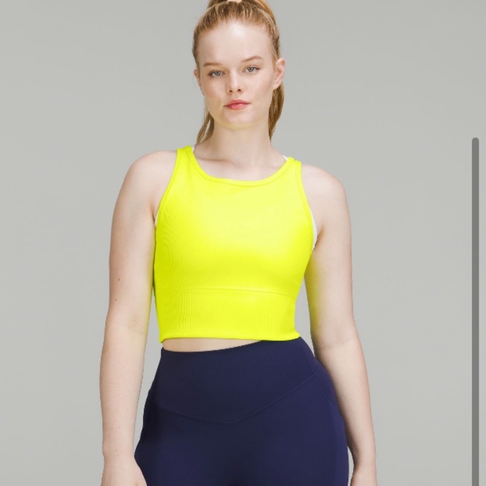 Lululemon Power pivot Ribbed Tank Top NWT Highlighter Yellow Size 2